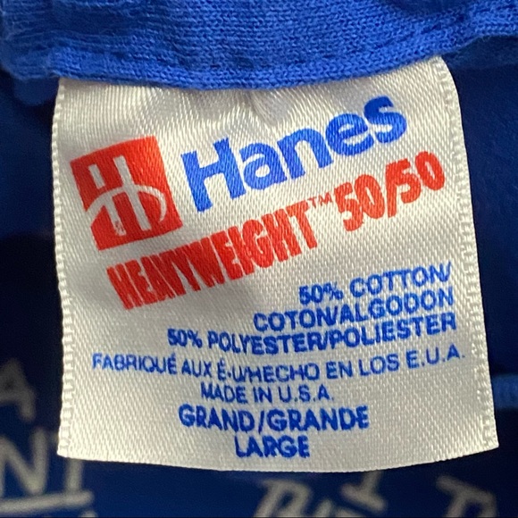 Vintage 1991 Retired At Last Blue Single Stitch T Shirt Made in USA Puff Print L - Picture 7 of 8